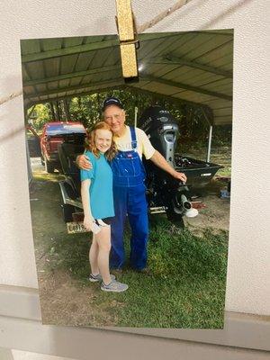 Makenzie with Papaw getting ready for a fishing trip