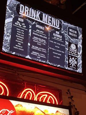 Drink menu