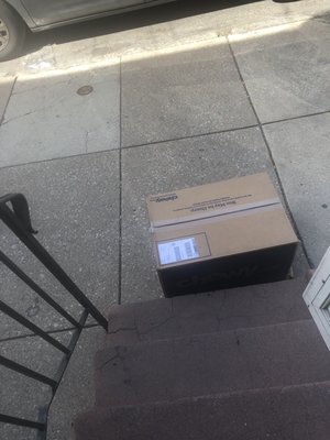 My delivery on the sidewalk