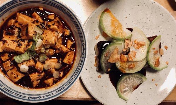 Left: Mapo tofu  Right: Radish Cake - my fave!!