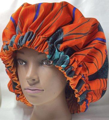 Lined hair bonnet.