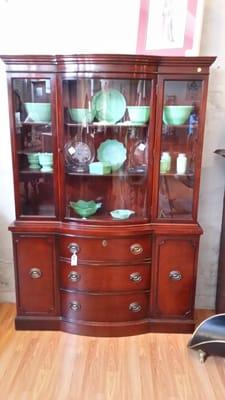 Jadeite pieces or the gorgeous Mahogany breakfront china cabinet they are displayed in, I'm not sure which I love more!