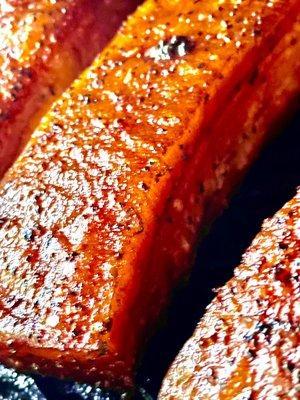 Mouth watering smoked pork belly!