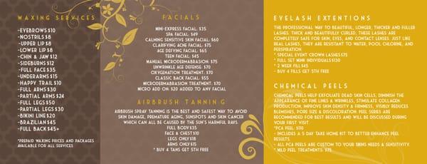 Skintuition Spa Service Menu