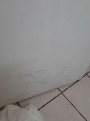 How hard can it be to wipe down the obviously dirty surfaces? This is the inside of the bathroom door.