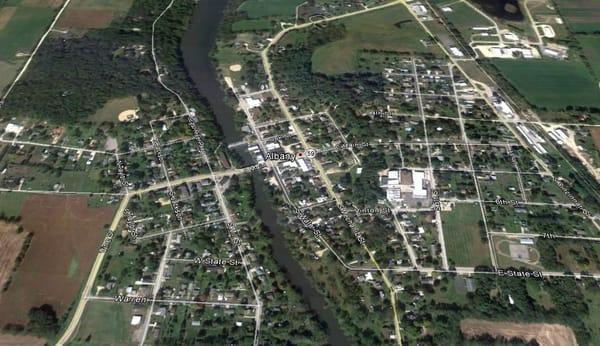 Albany, WI - The Sugar River runs through the middle of the village and defines its character