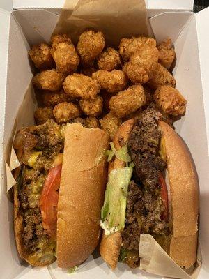 Chopped Cheese with tater tots