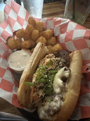 Kim-cheesesteak and tots