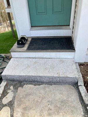 Granite step excavated from Barre, VT.  Purchased at Cleary Stone.