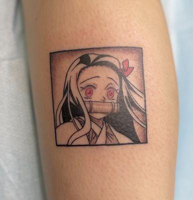 Black and Gray Anime Tattoo