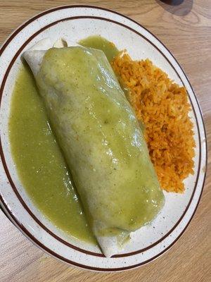 Lunch burrito with steak