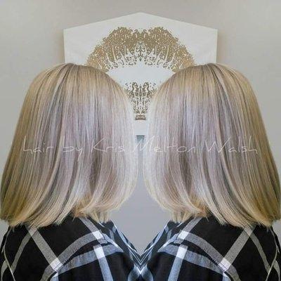 Shari's beautiful natural blonde highlights and blunt lob  #krismeltonwalshairstylist