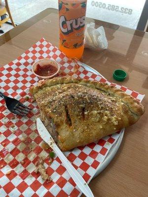 Calzone with Philly steak and bell peppers!!