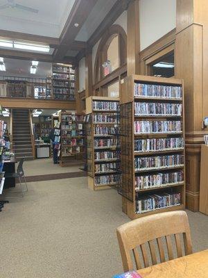 Interior of library from work table