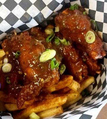 BBQ Jerk Wings and Fries