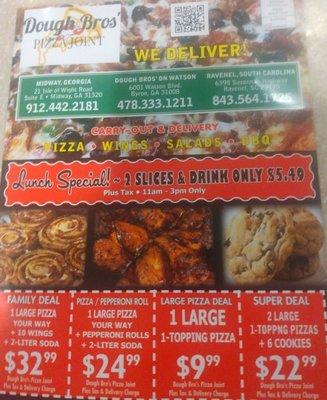 Menu (front, with specials)