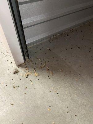 Vermin droppings were clearly visible from the outside before we even opened the unit