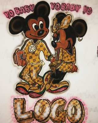 Airbrush Mickey and Minnie on tshirt