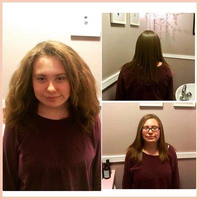 Keratin smoothing, before and after