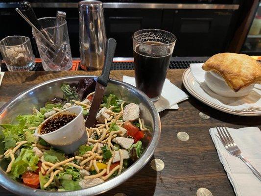 Asian chicken salad, chicken pot pie, and Java porter. All really good!