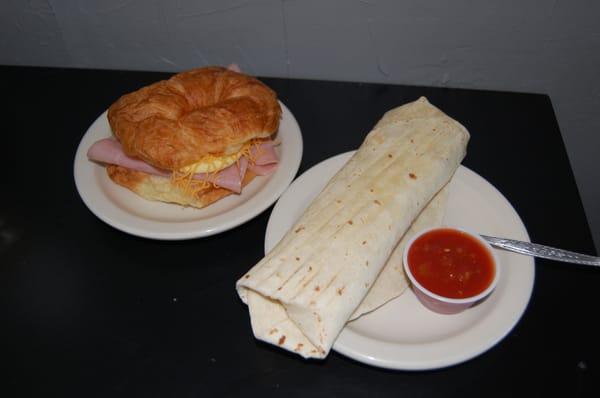 Breakfast sandwich & burrito (sausage, bacon or ham)