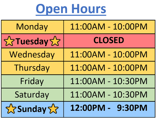 We have a new schedule of opening hours. Sorry for the Inconvenience. Thank you for your support.