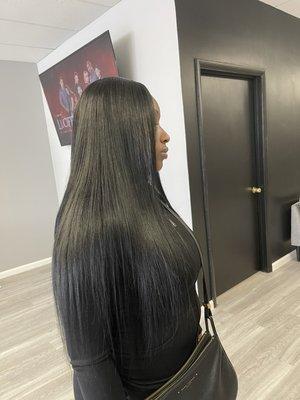 Client full sew in silked out bone straight for the WIN