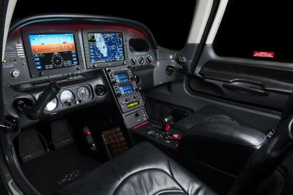 The interior of the Cirrus SR22 resembles that of a fine luxury car.