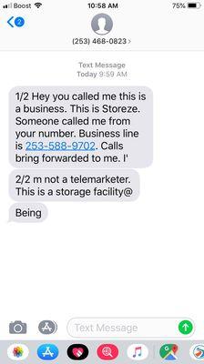 A disrespectful business owner's text message sent to a prospective client.