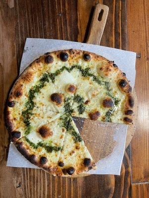 Spinach & Walnut Pesto Pizza