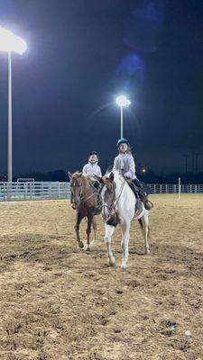 Kids during their riding lessons.