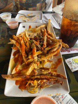 Loaded fries!  Another spicy item With bacon and jalapeños....yummy!!