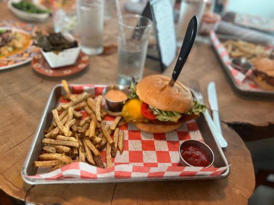 Burger and fries-Tuesday happy hour special