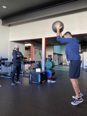 PT client - Med Ball Lunge with Lateral Slam