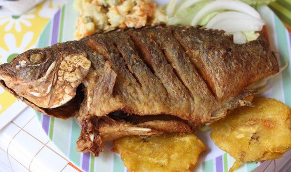 Fried snapper and plantain