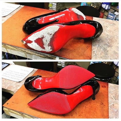 Before & After thank on these Louboutins to Luther @ Davids Shoe Repair - incredible right!?!