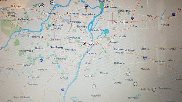 Metro St Louis area and into Illinois