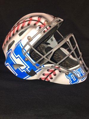 Custom airbrushed catchers mask.