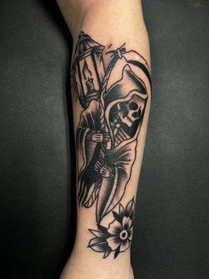 A traditional tattoo because any style can happen at black lamp