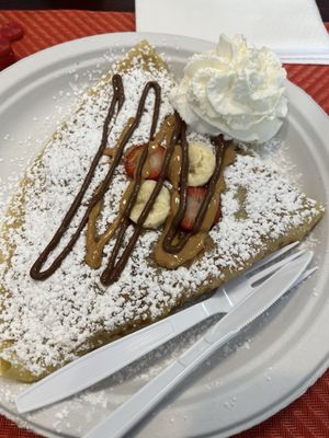 Nutella Peanutbutter banana and strawberries crepe