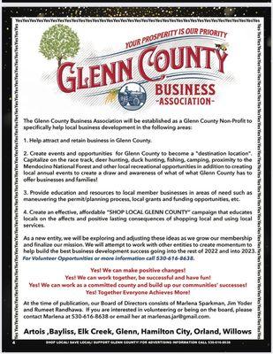 Glenn County Business Association announcement in the Glenn County Shopper