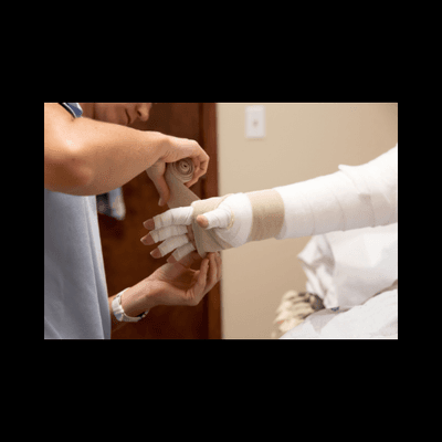 We perform compression bandaging  for lymphatic swelling