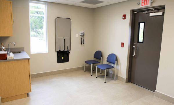 Extra large exam room for multiple patients.