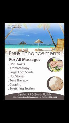 Free Enhancements included in your massage