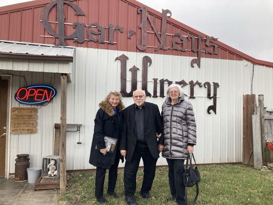 My friend, husband and me outside the Gar Nays Winery.