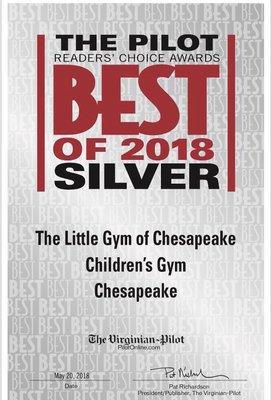 Silver Award - Best of Chesapeake Children's Gym! (And we didn't even pay for advertising to get this award!)