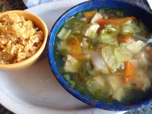 Large bowl of chicken soup