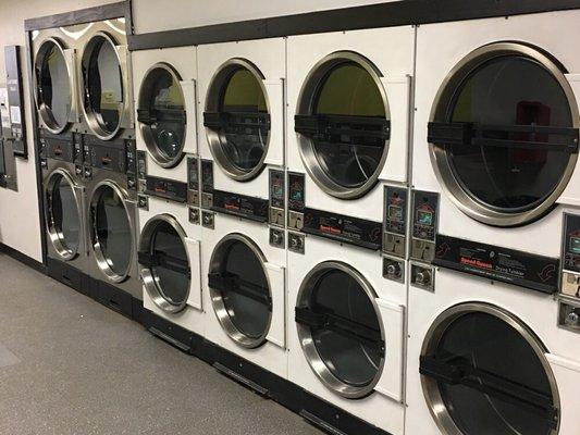 Multiple sized machines to clean and dry your clothes quickly!