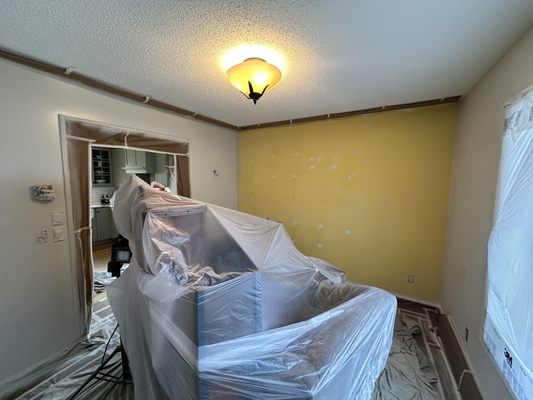 During interior painting