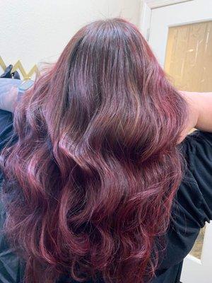 Deep red balayage for fall